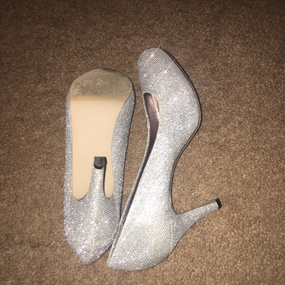 Silver-sparkle Heels by Madden Girl